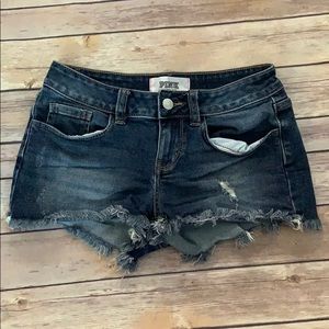 PINK Denim Distressed Shorts